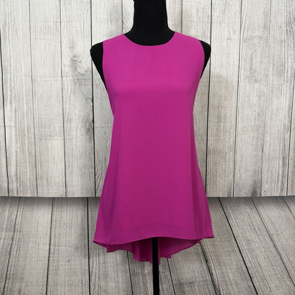 Aryeh Women's Large Pink Hi-Low Sleeveless Tunic Blouse Preppy Casual Chic